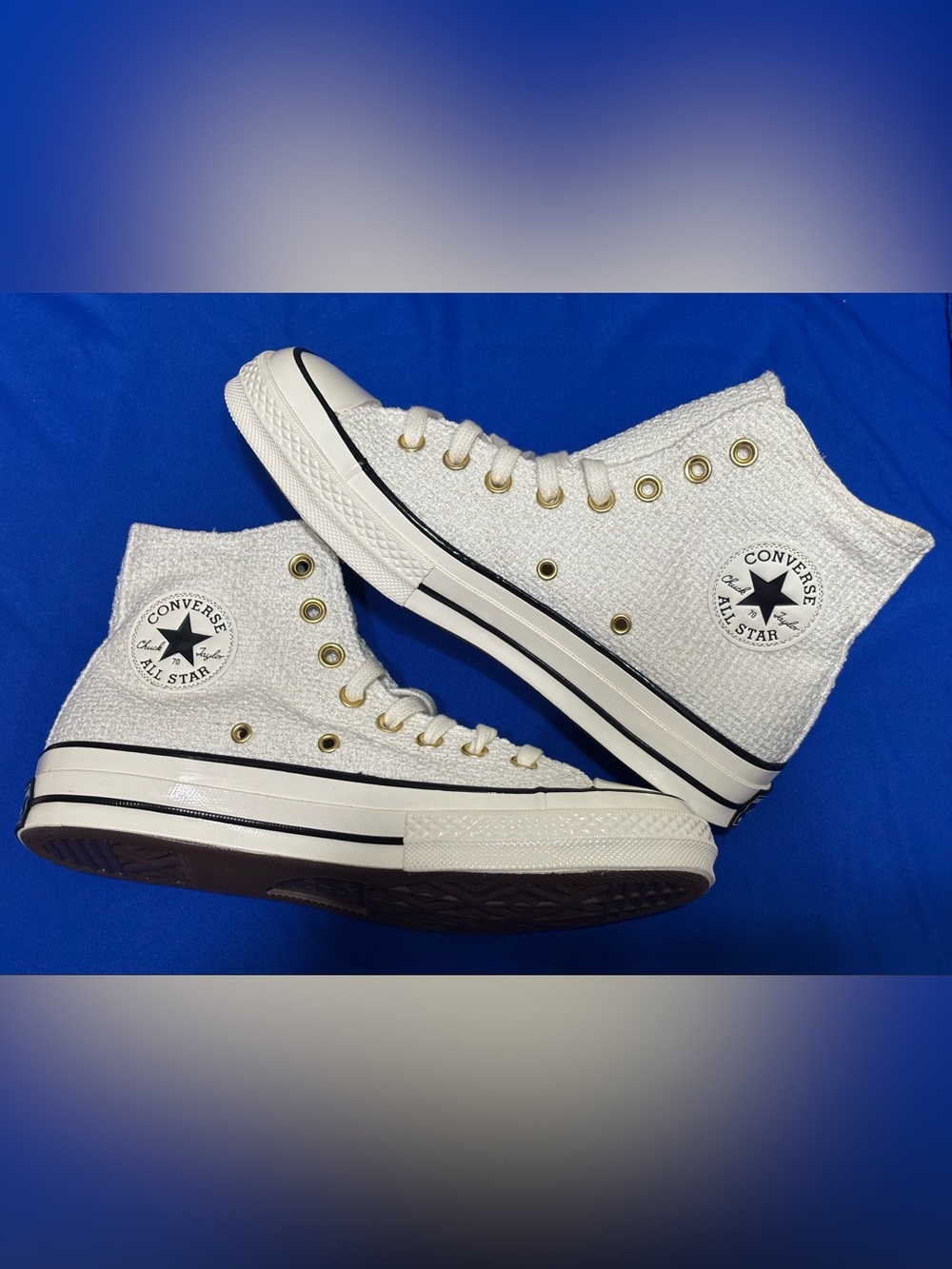 Converse White High-Top Sneakers with Gold Eyelets - Women